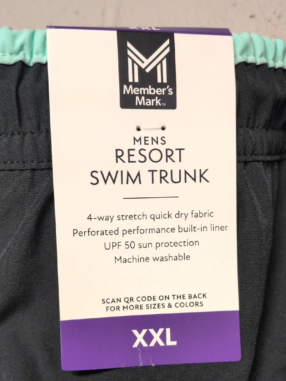 Member's Mark Men's Black Swim Shorts XXL NWT